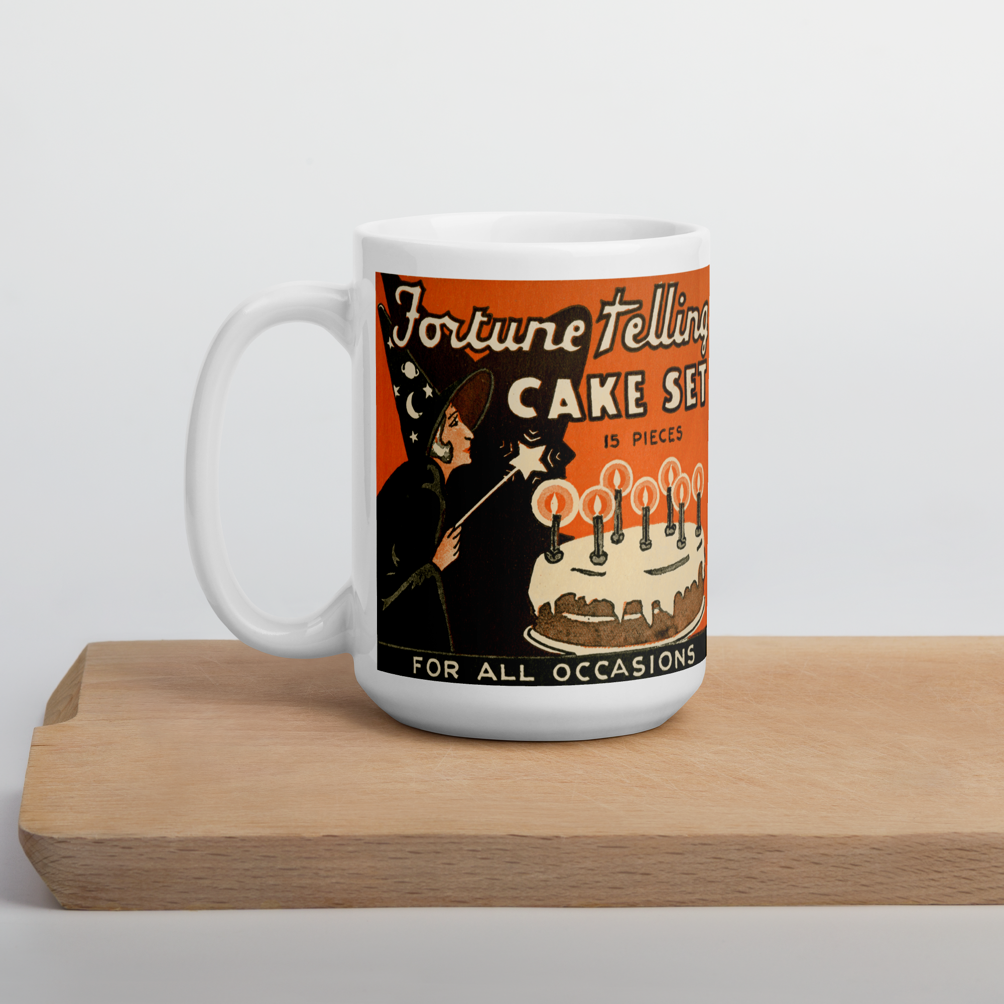 Fortune Telling Cake Set Retro Vintage Halloween Print Glossy Coffee Mug