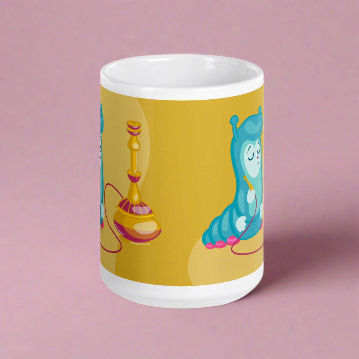 Alice In Wonderland Caterpillar White Glossy Coffee Mug Ceramic Cup