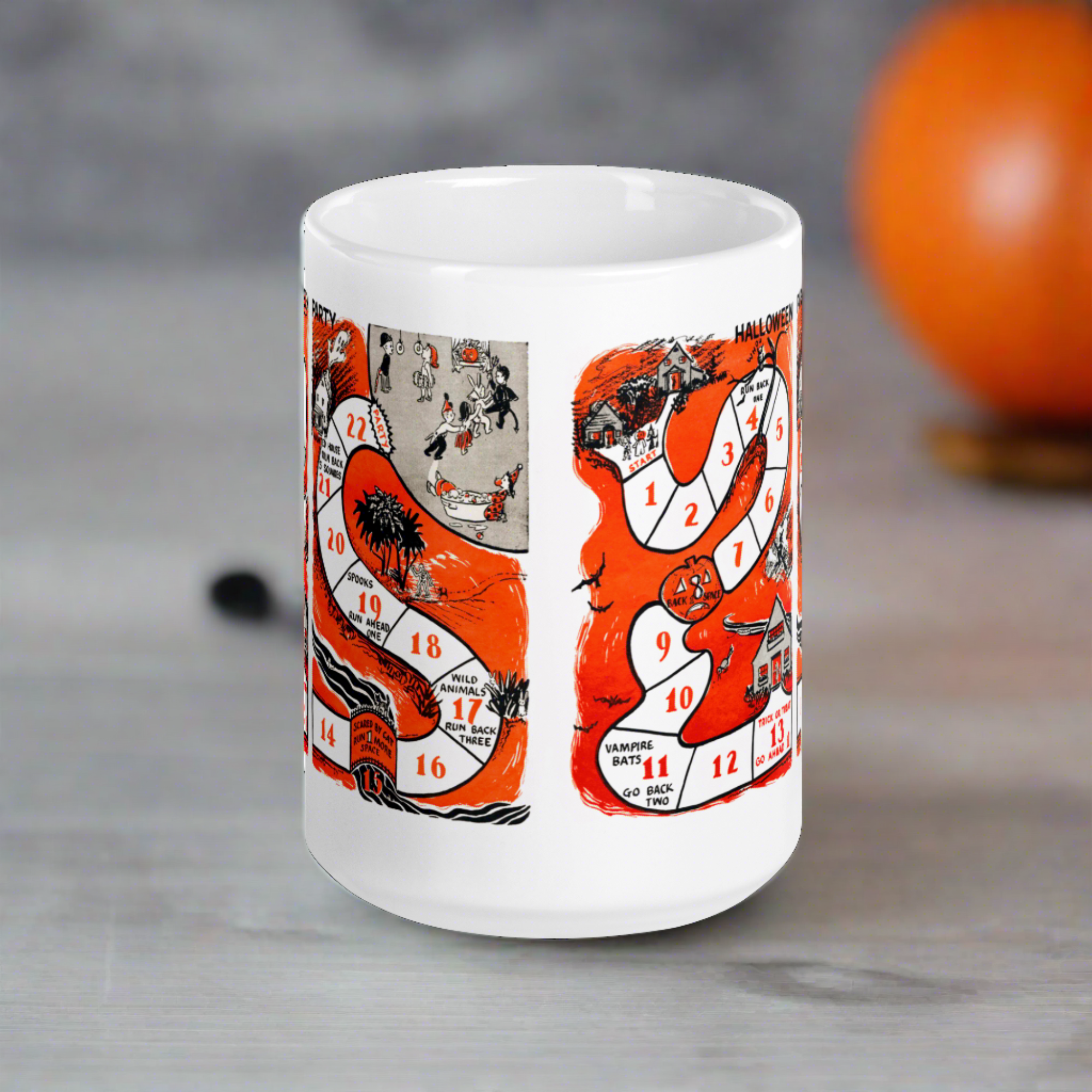 Retro Vintage Halloween Party Board Game Glossy Coffee Mug