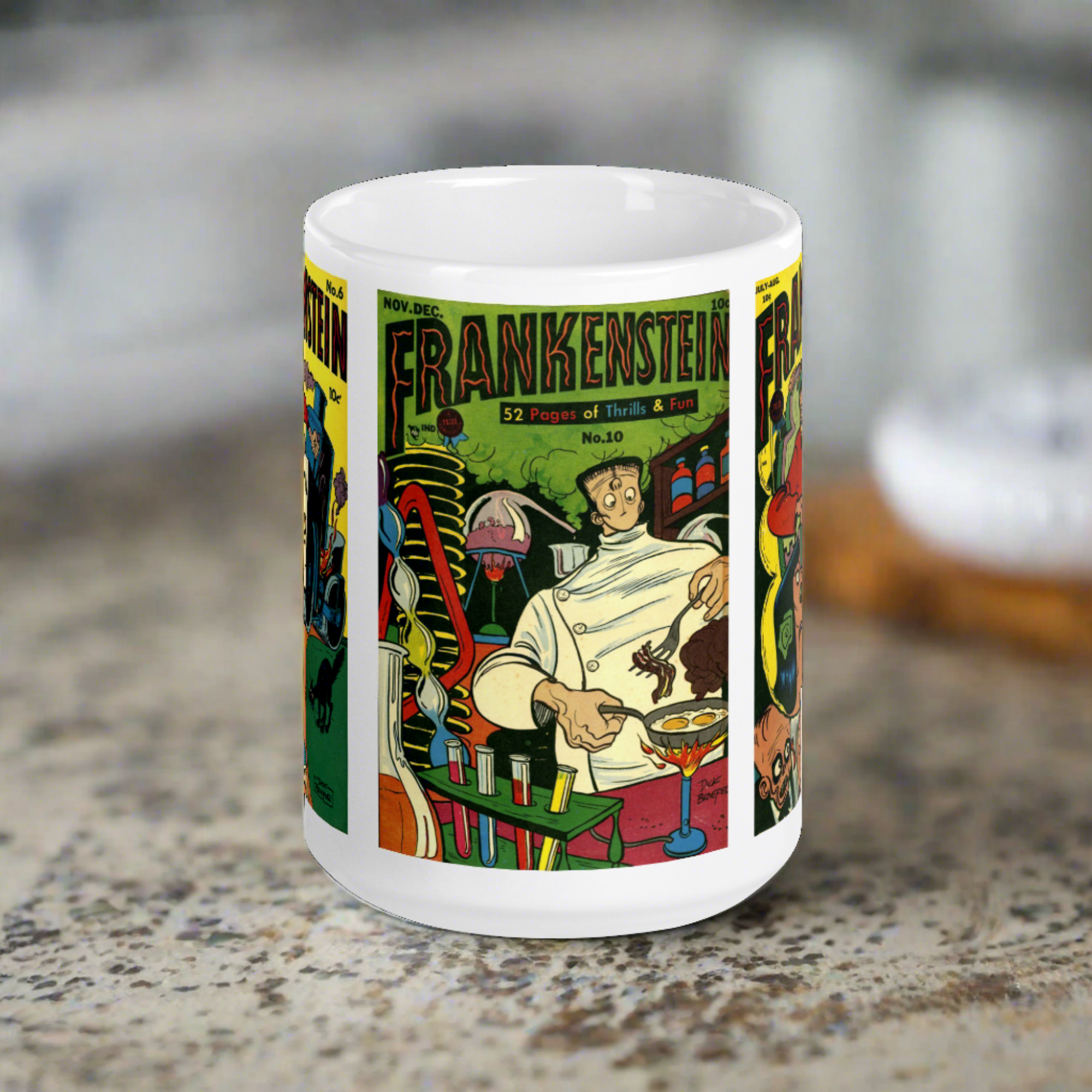 Frankenstein Retro Vintage Comic Book Cover Halloween Coffee Mug