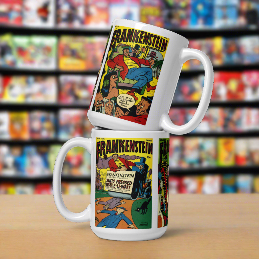 Frankenstein Retro Vintage Comic Book Cover Halloween Coffee Mug