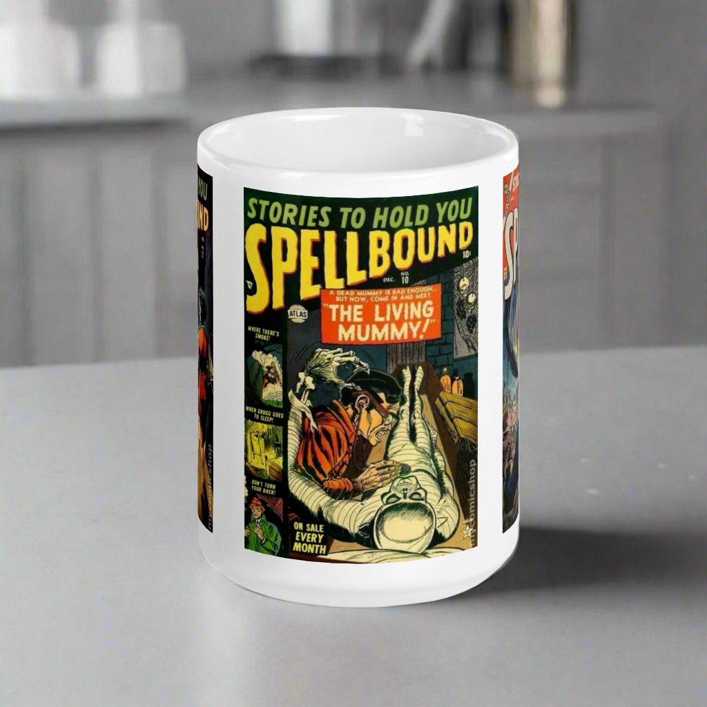 Stories To Hold You Spellbound Retro Vintage Comic Book Covers Halloween Glossy Coffee Mug