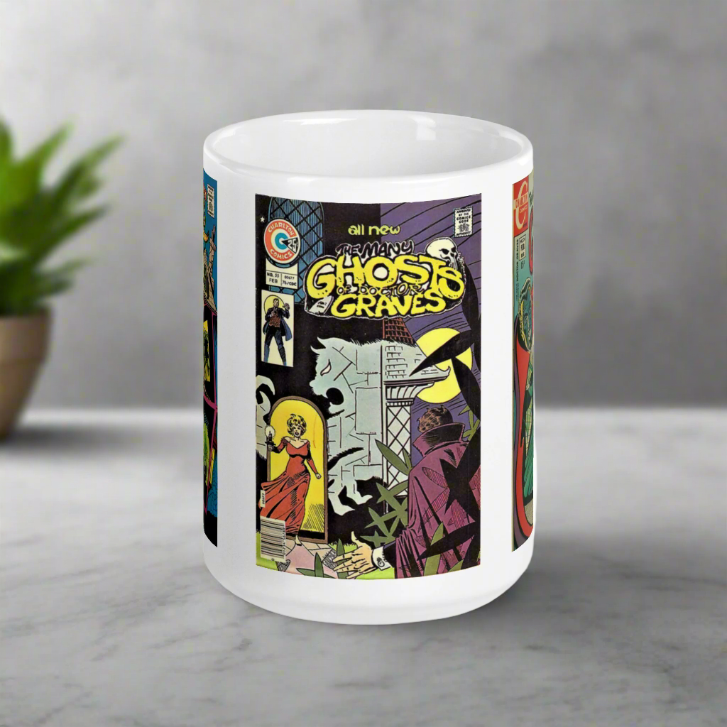The Many Ghosts of Dr. Graves Vintage Horror Comic Book Cover Halloween Glossy Coffee Mug
