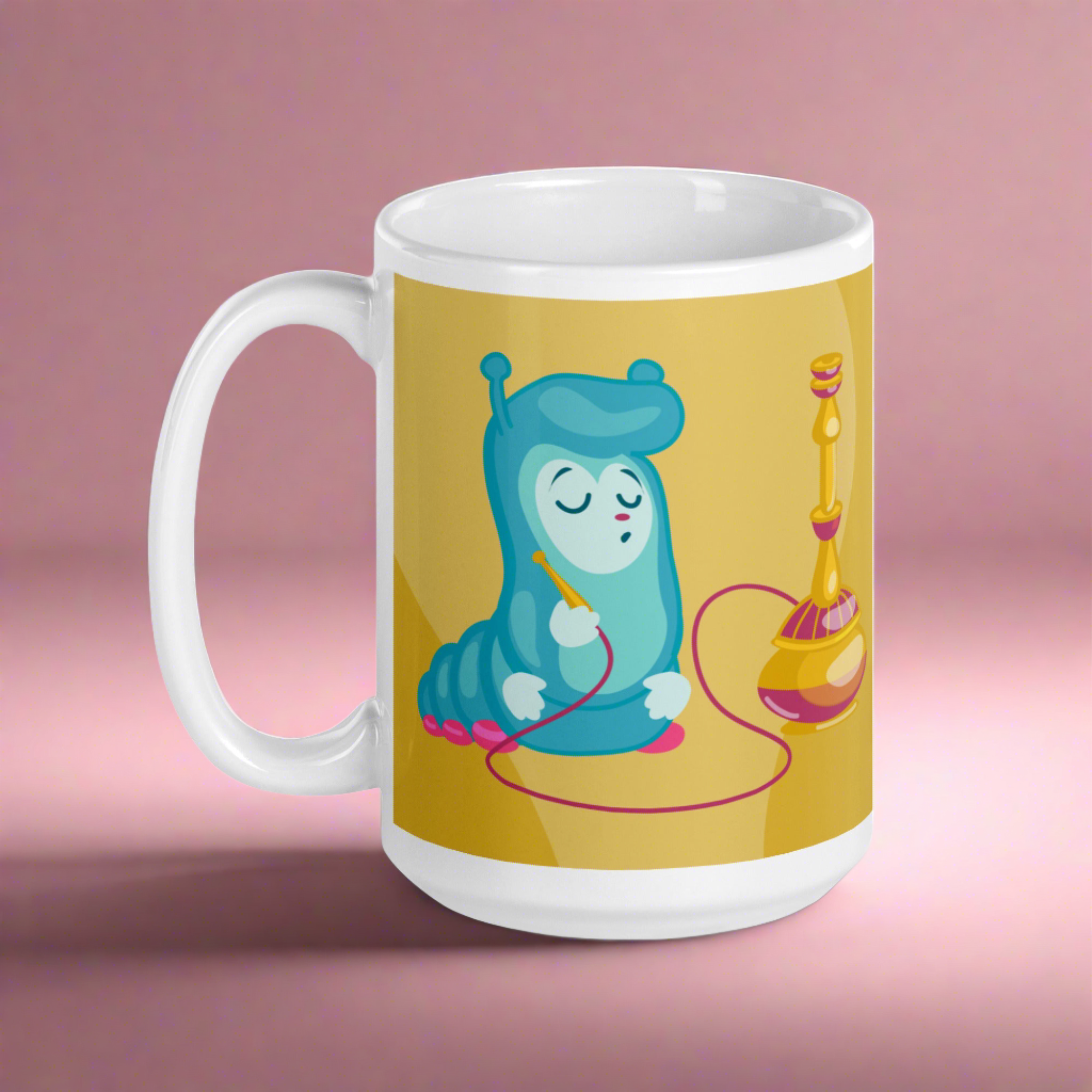 Alice In Wonderland Caterpillar White Glossy Coffee Mug Ceramic Cup