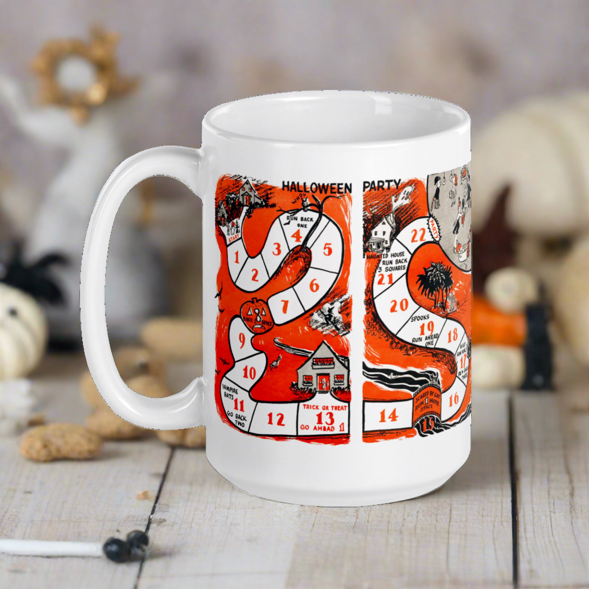 Retro Vintage Halloween Party Board Game Glossy Coffee Mug