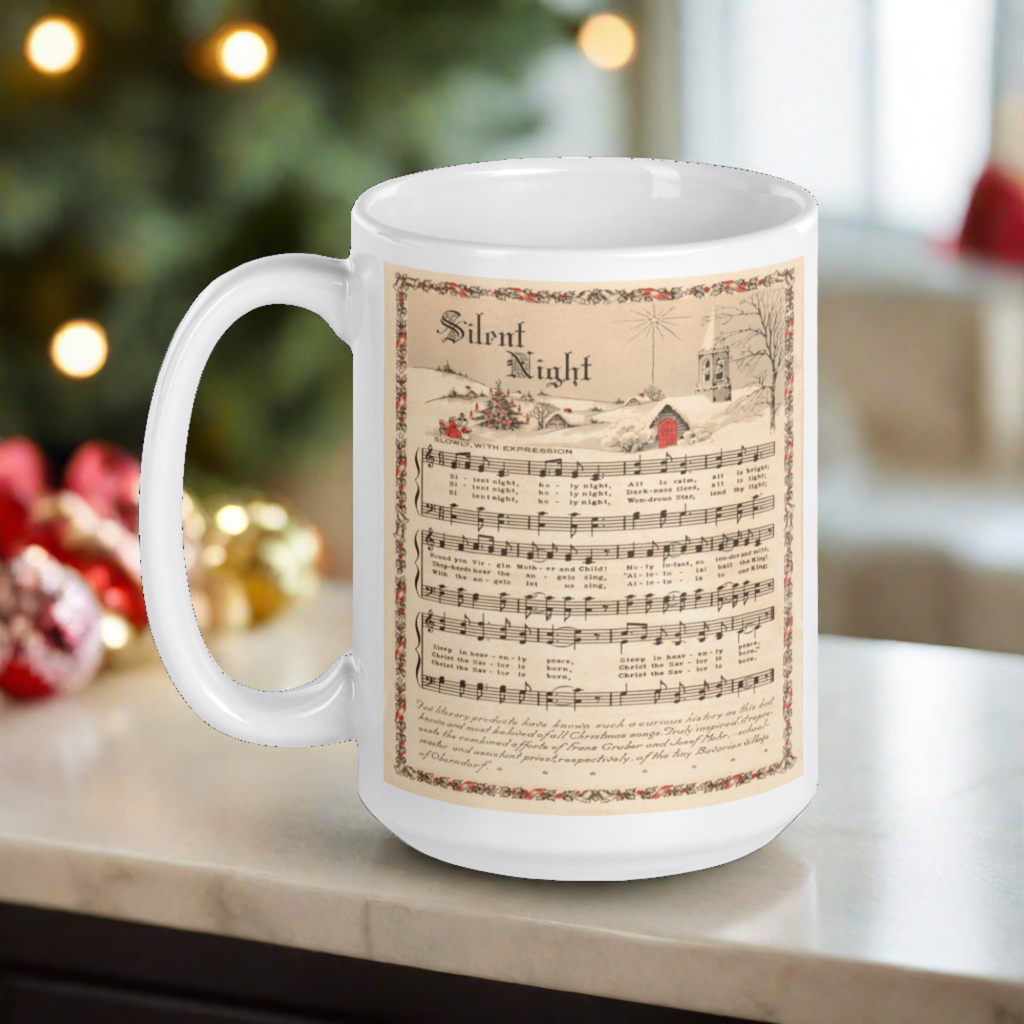 Silent Night Retro Christmas Sheet Music Glossy Coffee Mug