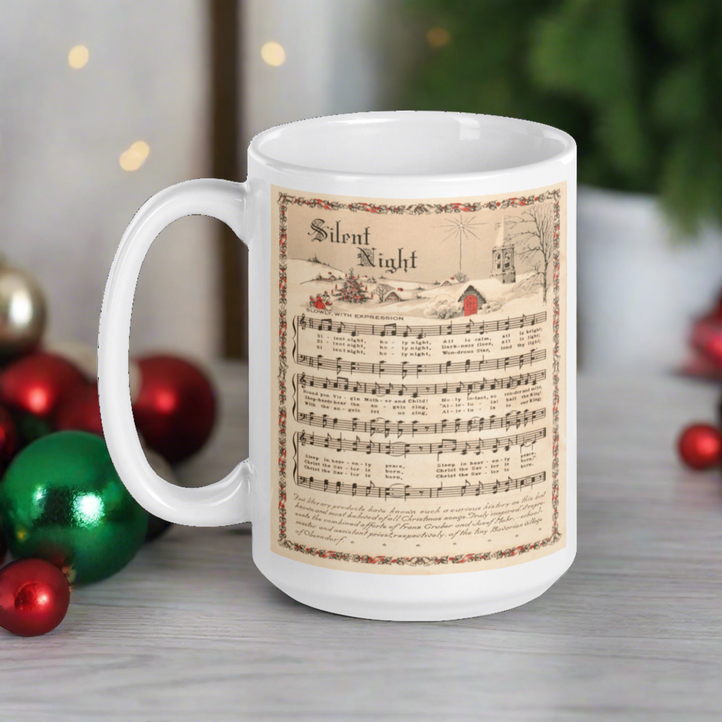 Silent Night Retro Christmas Sheet Music Glossy Coffee Mug