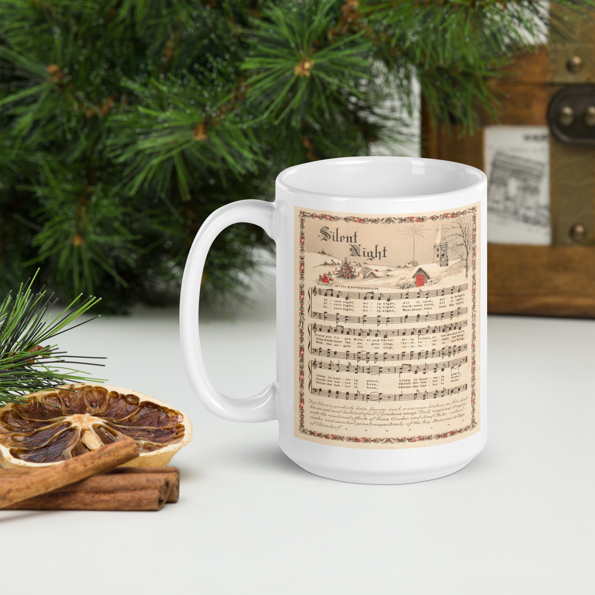 Silent Night Retro Christmas Sheet Music Glossy Coffee Mug