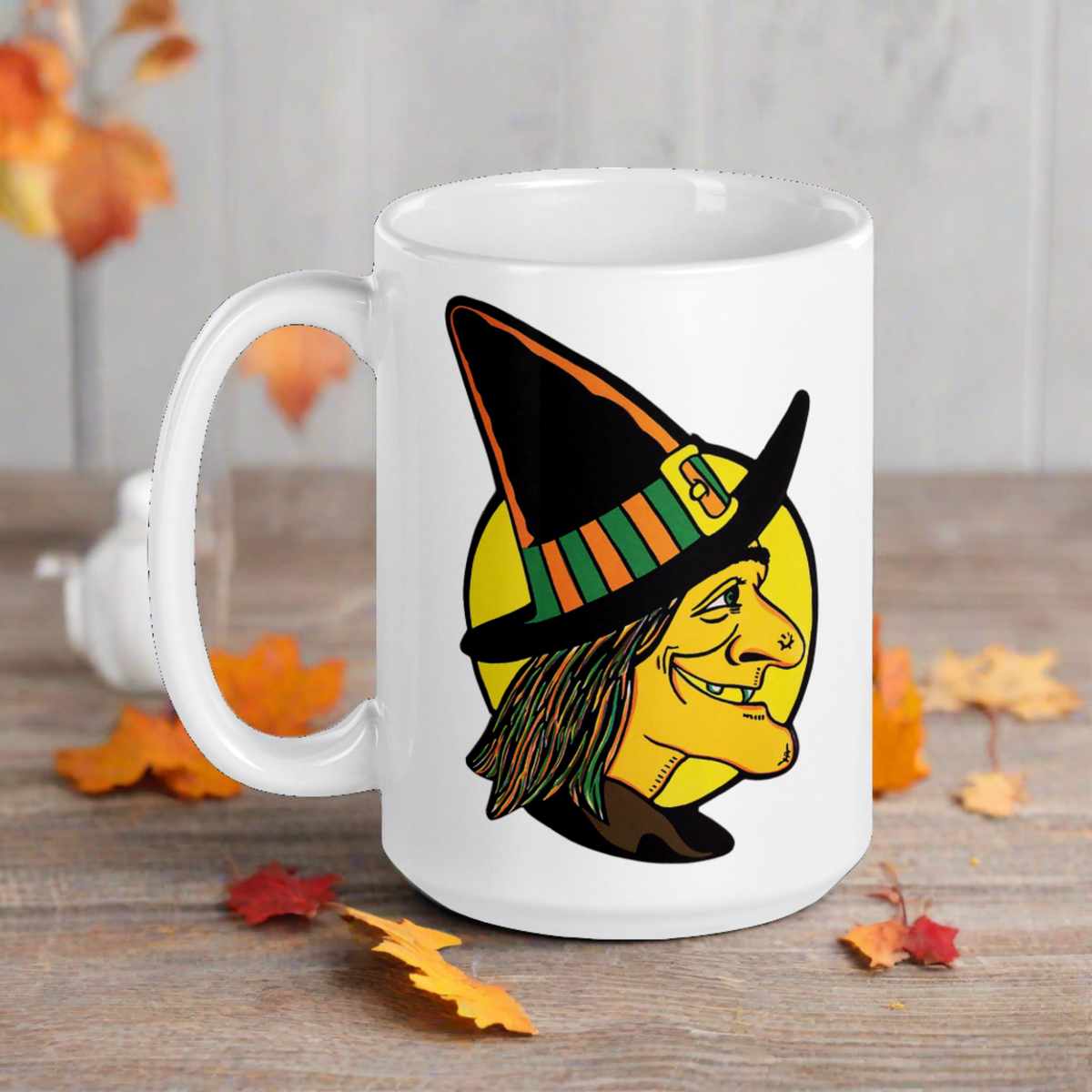 Halloween Witch Full Moon Retro Vintage Ceramic Glossy Mug