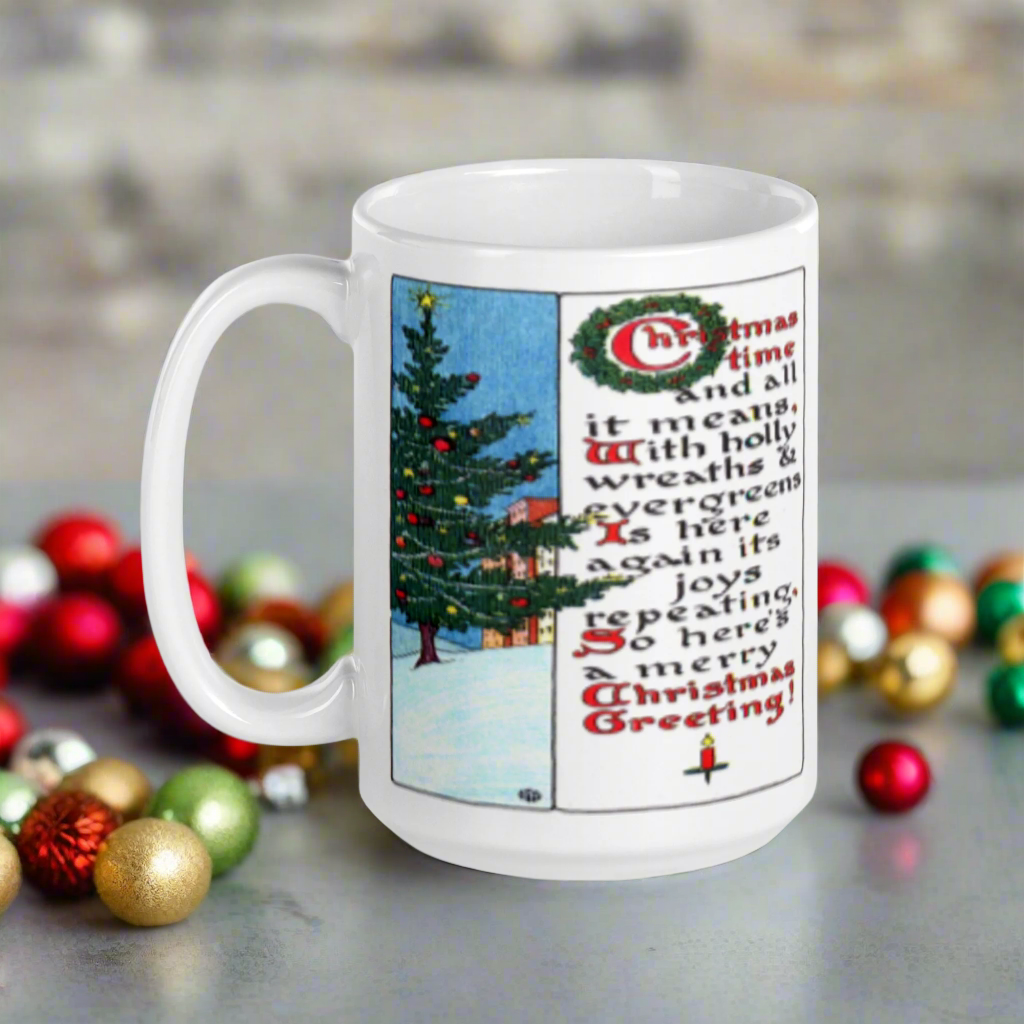 Christmas Greetings Poem Glossy Coffee Mug
