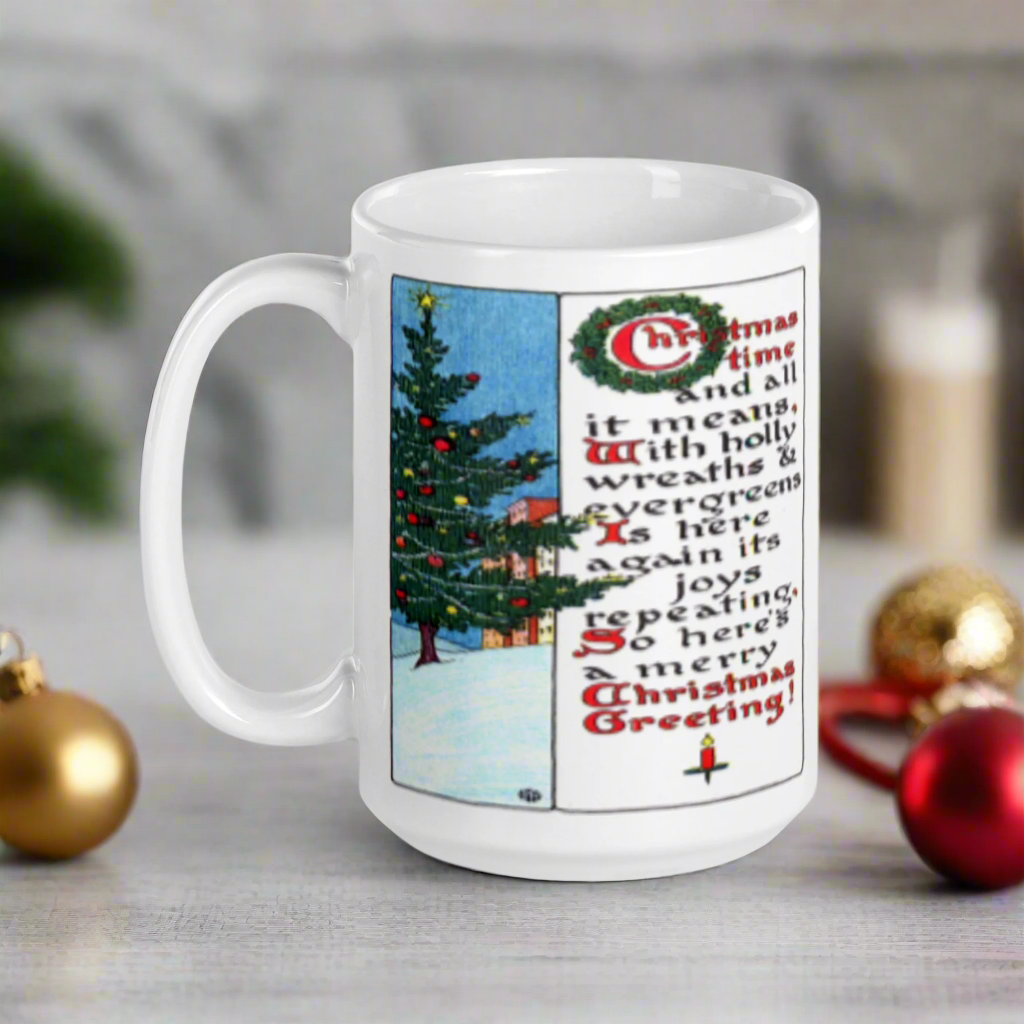 Christmas Greetings Poem Glossy Coffee Mug