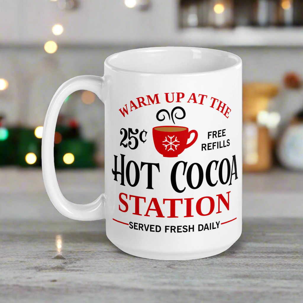 Warm Up At The Hot Cocoa Station Christmas Glossy Mug