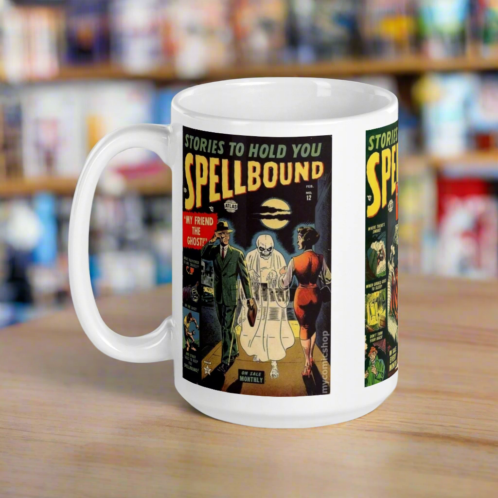 Stories To Hold You Spellbound Retro Vintage Comic Book Covers Halloween Glossy Coffee Mug