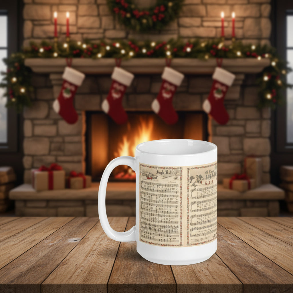 Christmas Sheet Music White glossy mug
