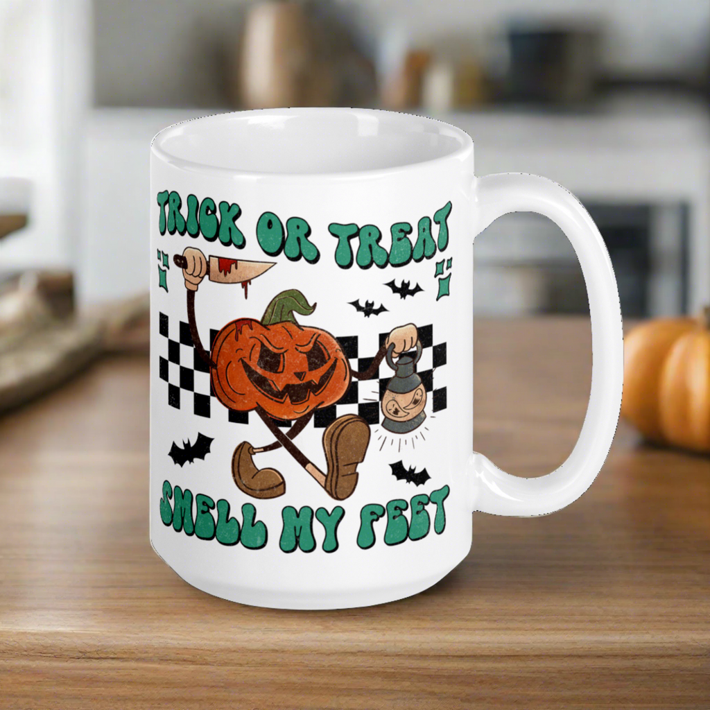 Trick Or Treat Smell My Feet Jack O Lantern Halloween Retro Style Coffee Mug