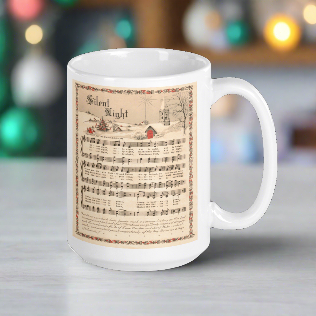 Silent Night Retro Christmas Sheet Music Glossy Coffee Mug