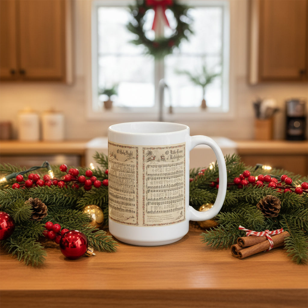 Christmas Sheet Music White glossy mug