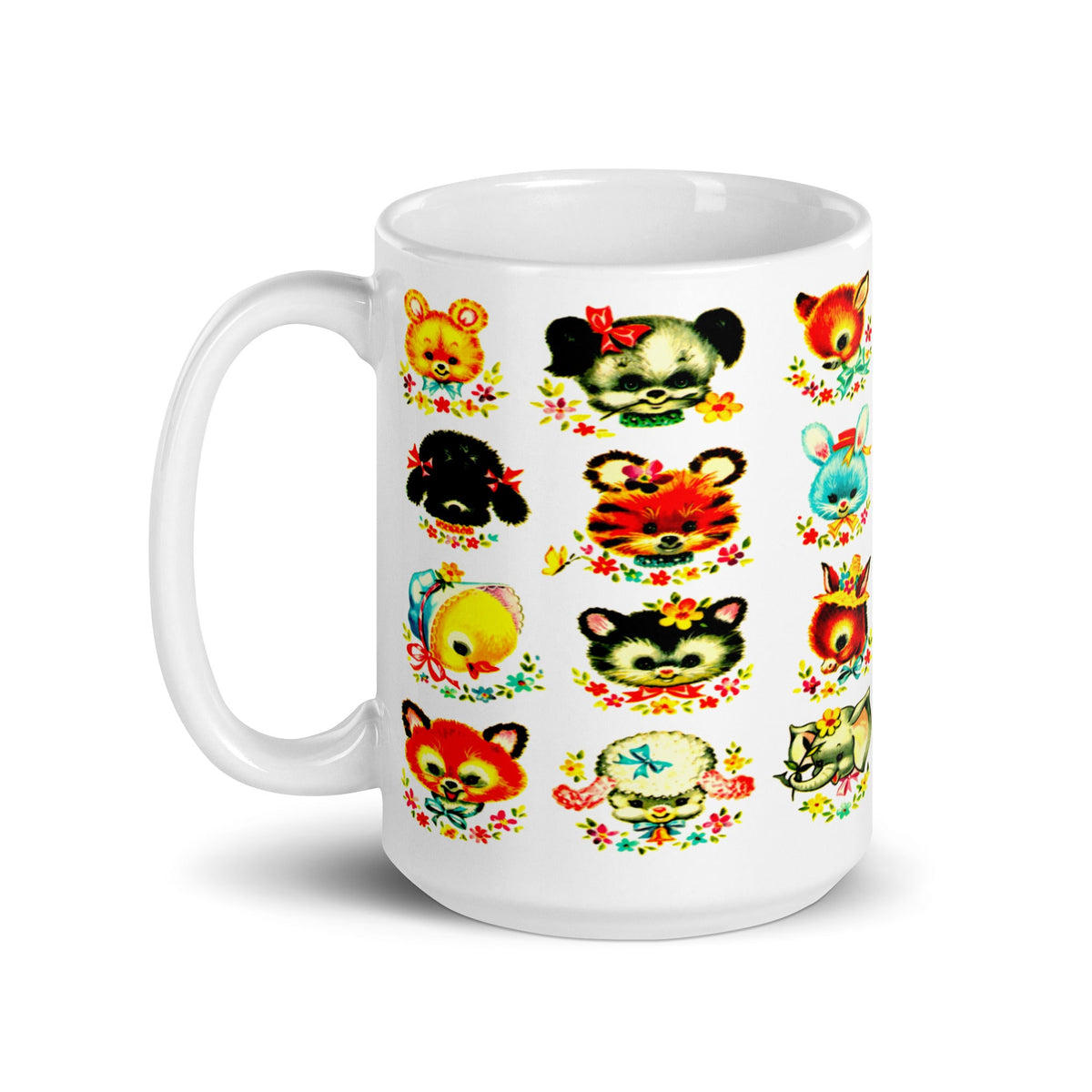 Mid Century Animals Retro Glossy Mug