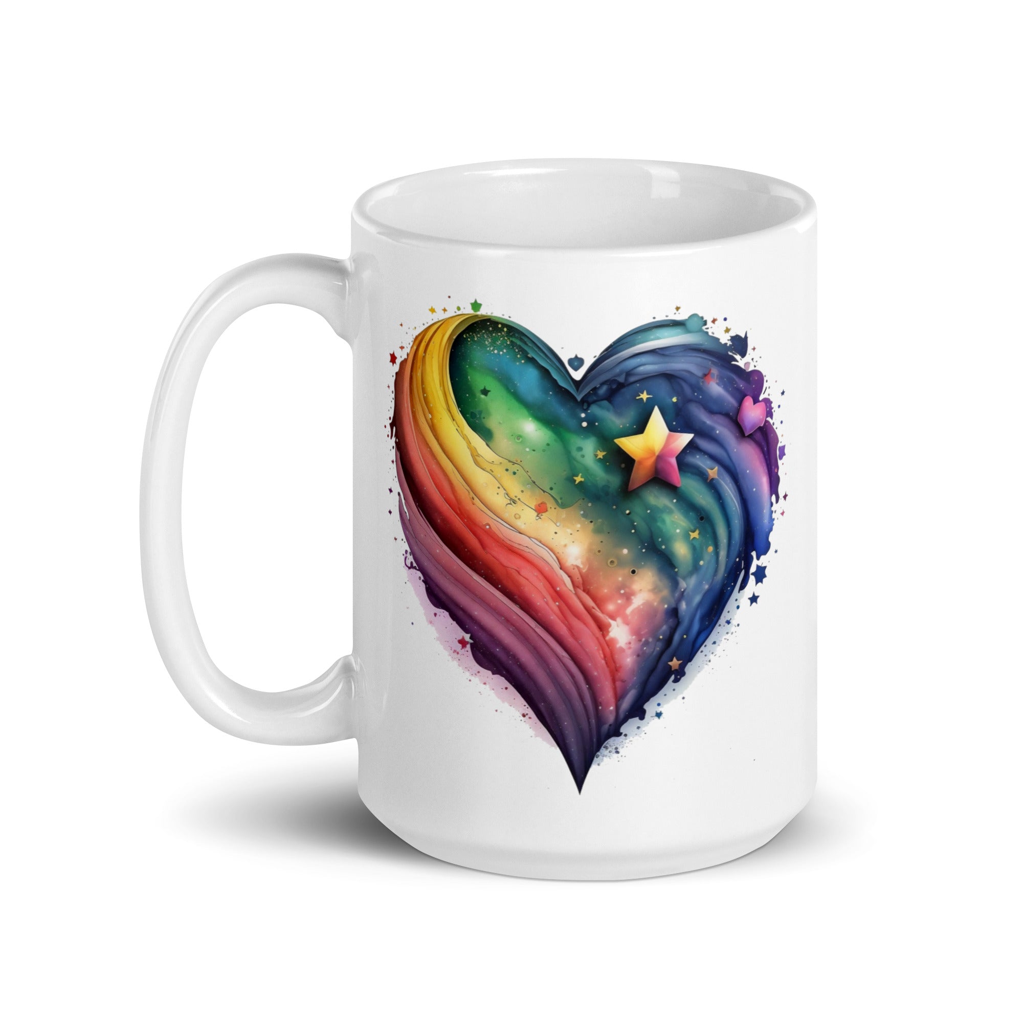 Rainbow Heart Celestial Glossy Coffee Mug