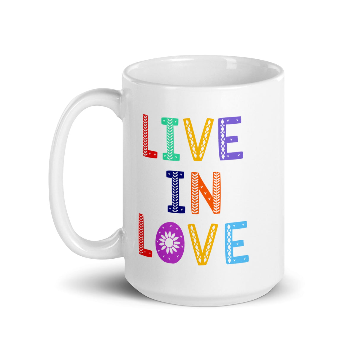 Live In Love White Glossy Coffee Mug