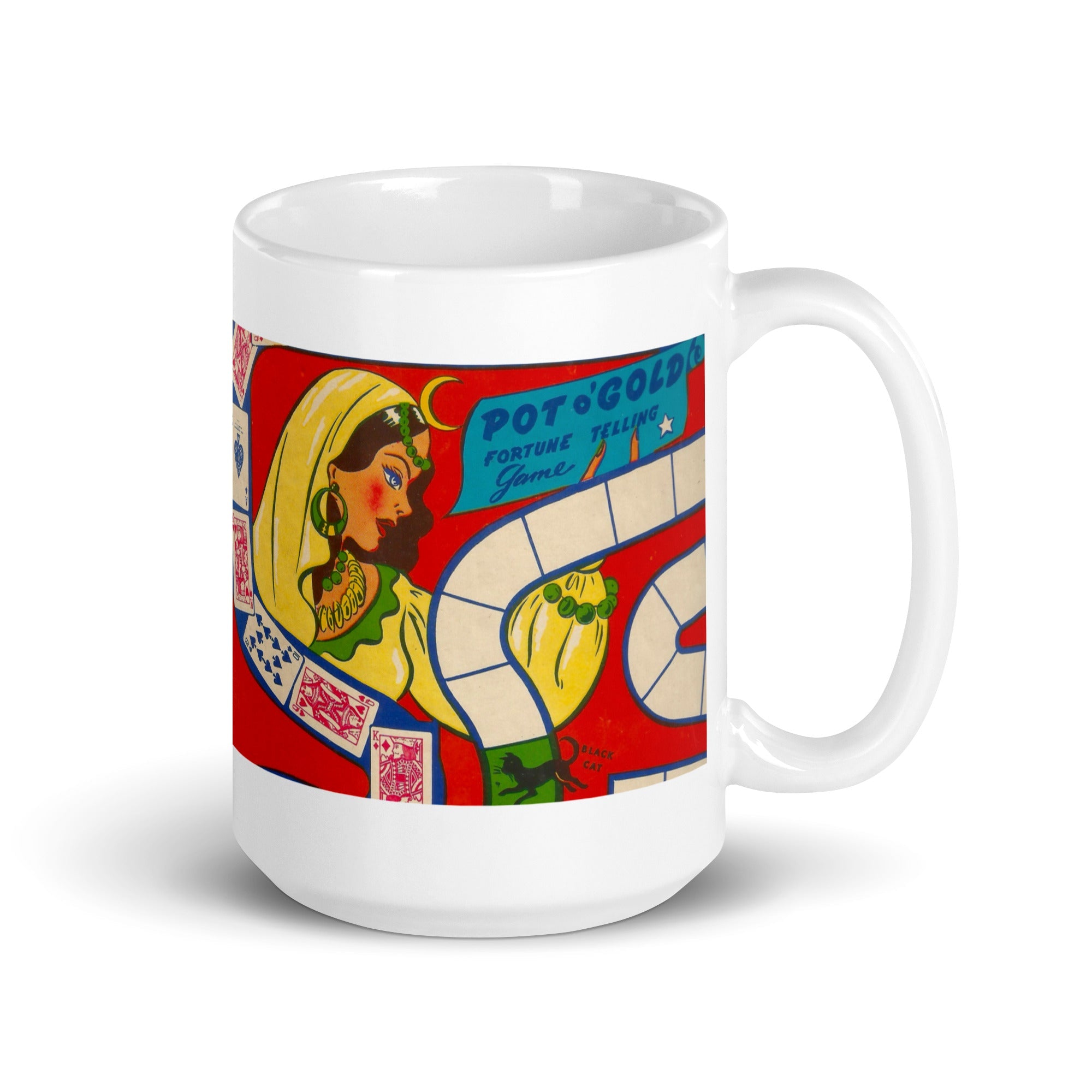 Pot Of Gold Fortune Telling Game White glossy Mug