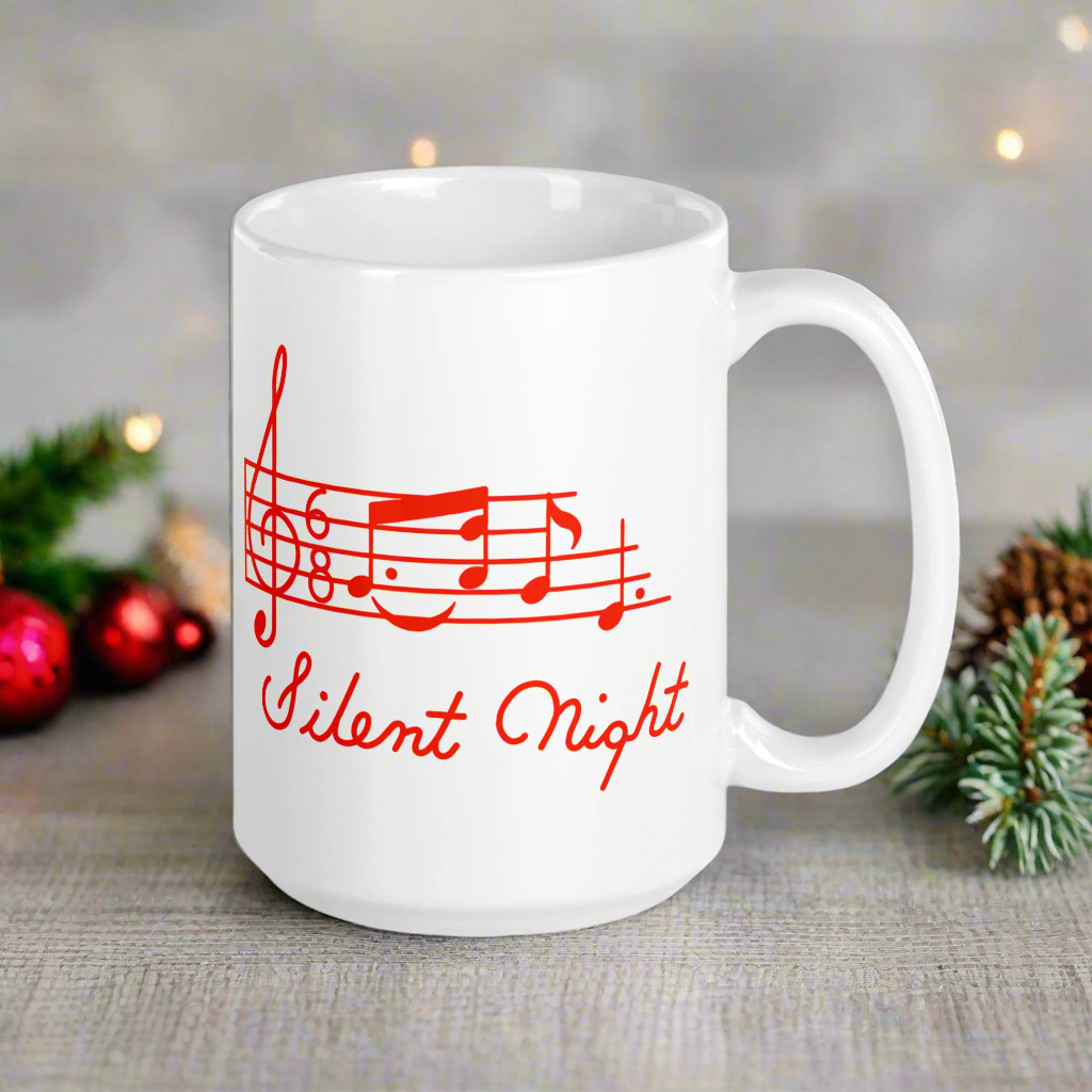 Silent Night Music 50s Mid Century Retro Christmas Glossy Coffee Mug