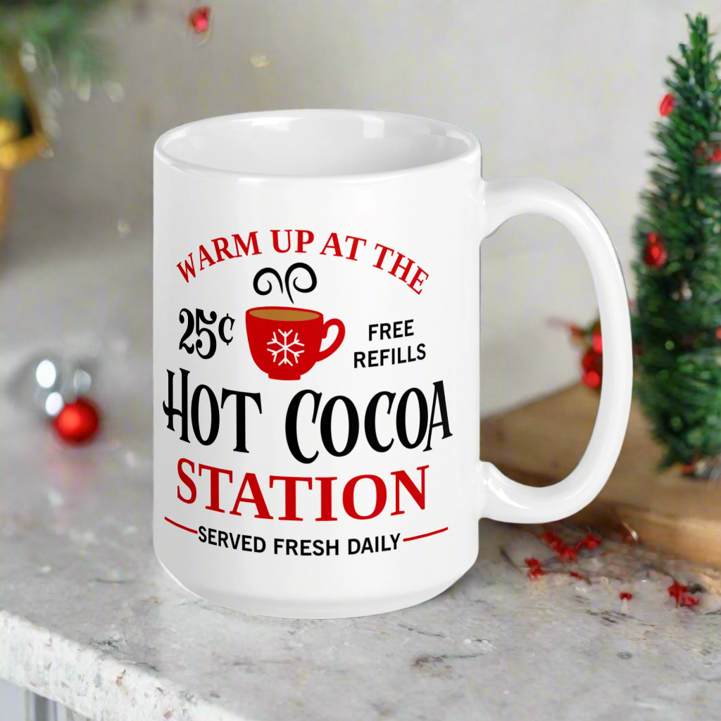 Warm Up At The Hot Cocoa Station Christmas Glossy Mug