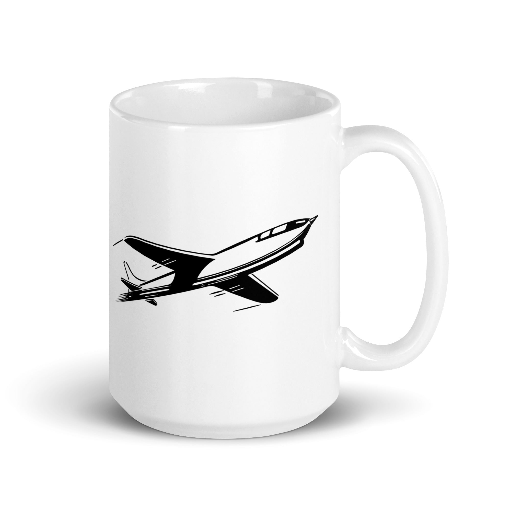 Mid Century Jet Airplane Retro Travel  Print White Glossy Mug