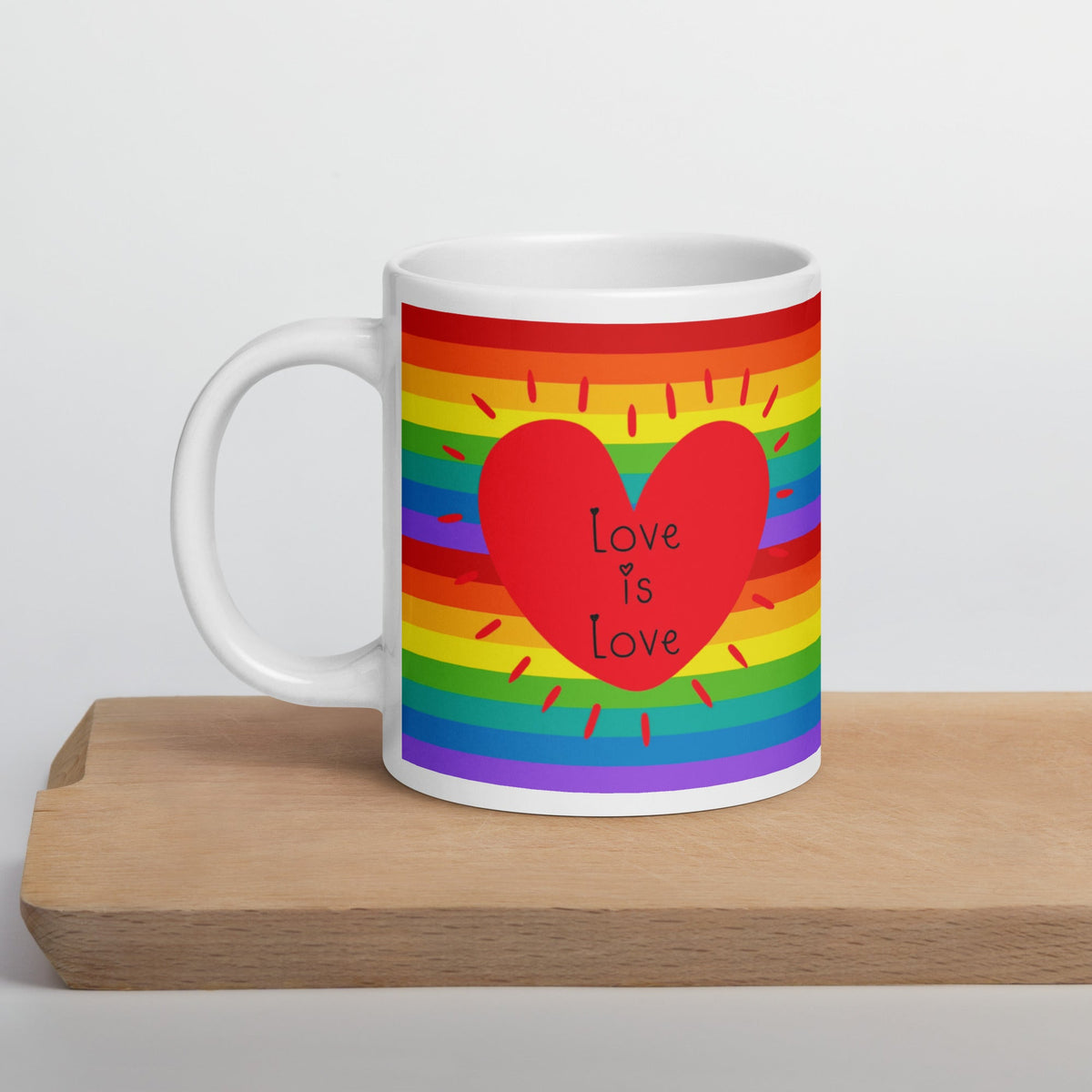 Love Is Love Rainbow Pride Heart Glossy Coffee Mug Ceramic Cup