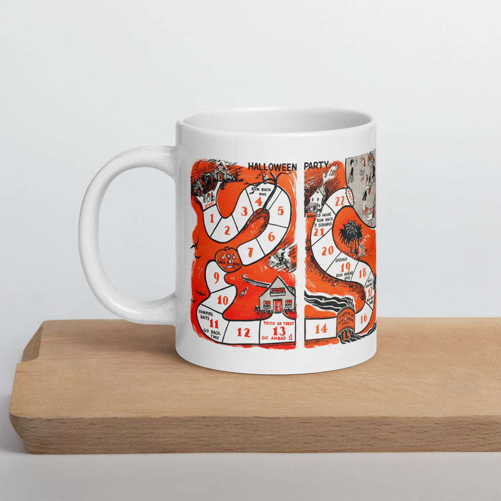Retro Vintage Halloween Party Board Game Glossy Coffee Mug