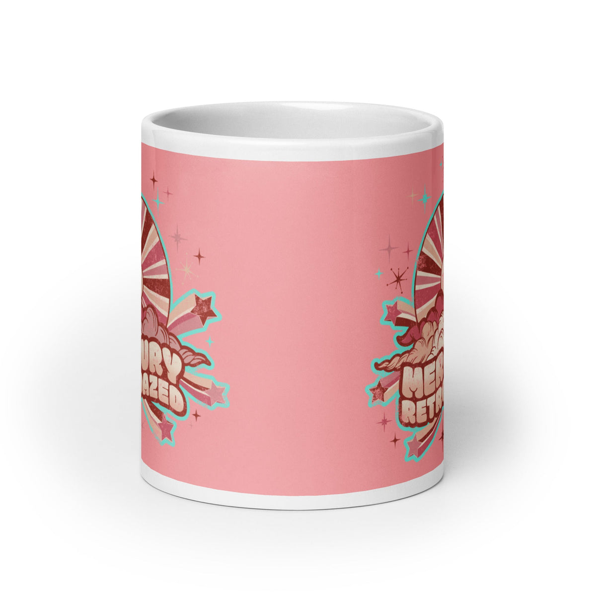 Mercury Retrodazed Astronomy Mercury Retrograde Celestial Pink Distressed Style Celestial Glossy Mug