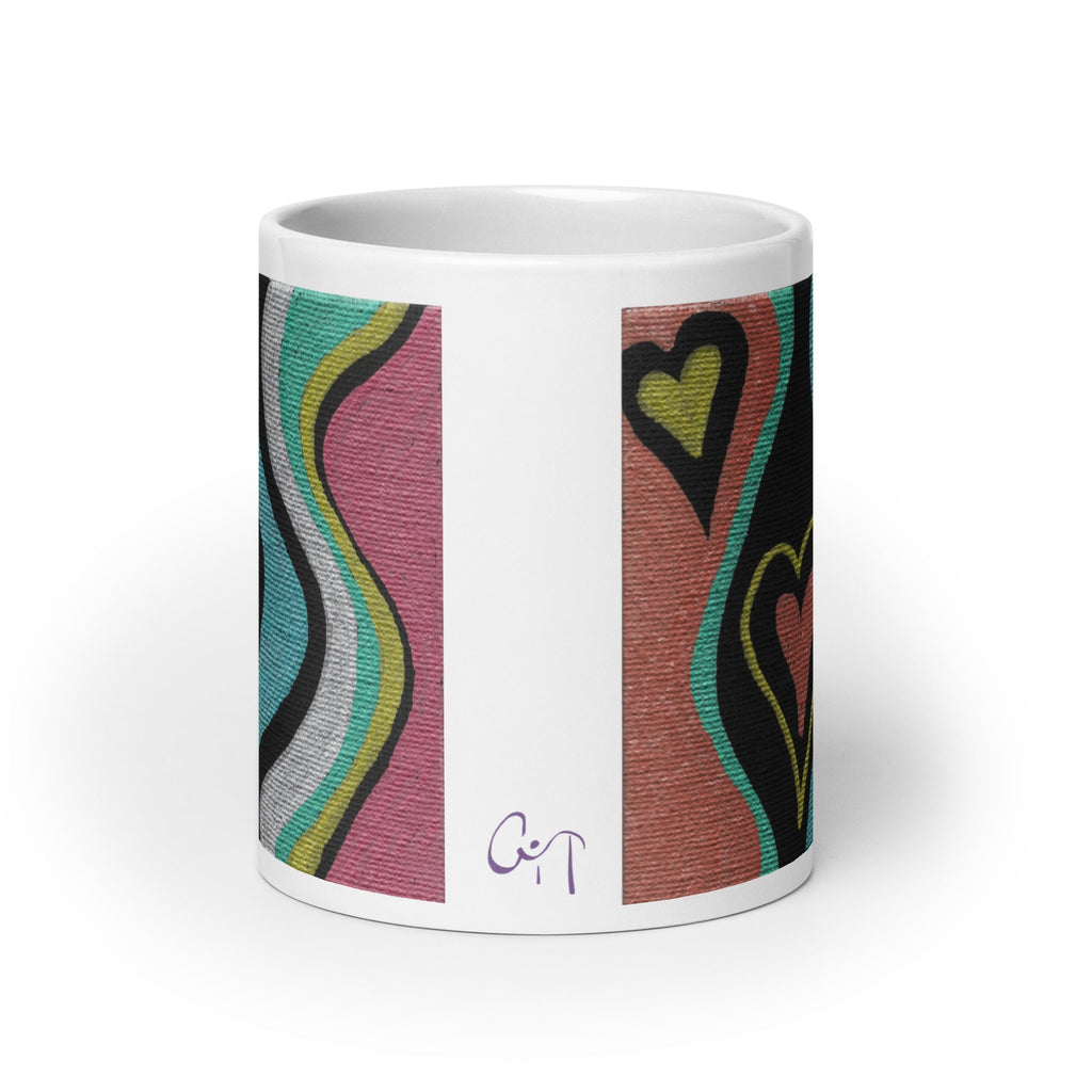 Love Finds A Way - Original Artwork by Caden Caraco on White Glossy Mug - Available in 12, 15, and 20 Ounces