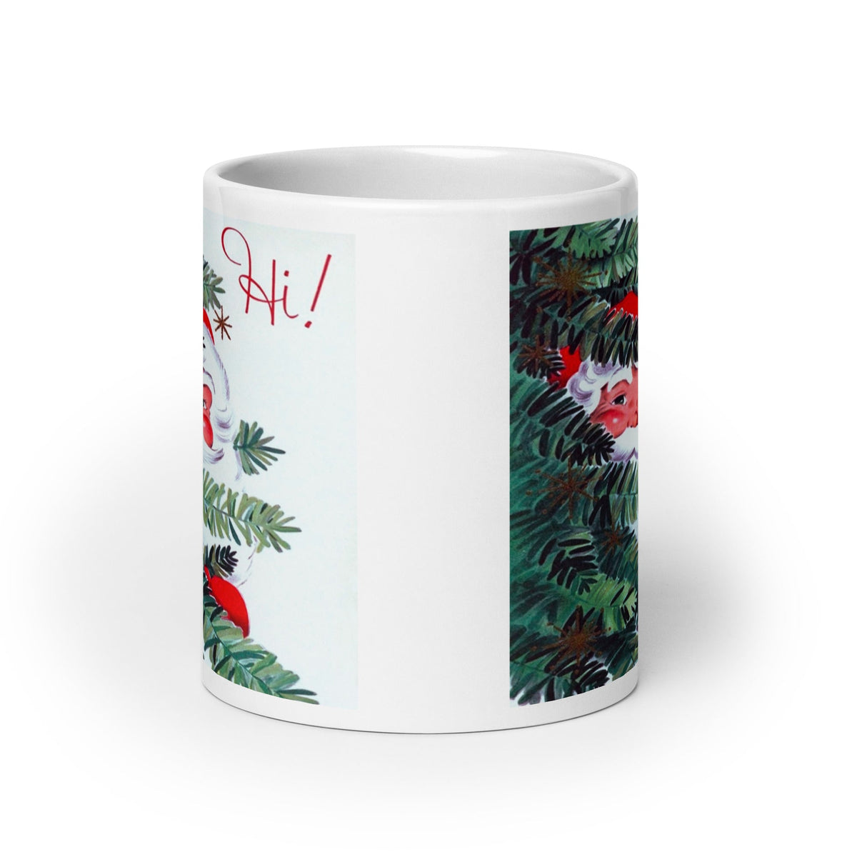 Santa Hi! Mid Century Retro Christmas Print Glossy Mug