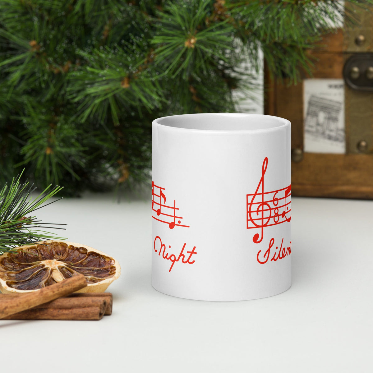 Silent Night Music 50s Mid Century Retro Christmas Glossy Coffee Mug