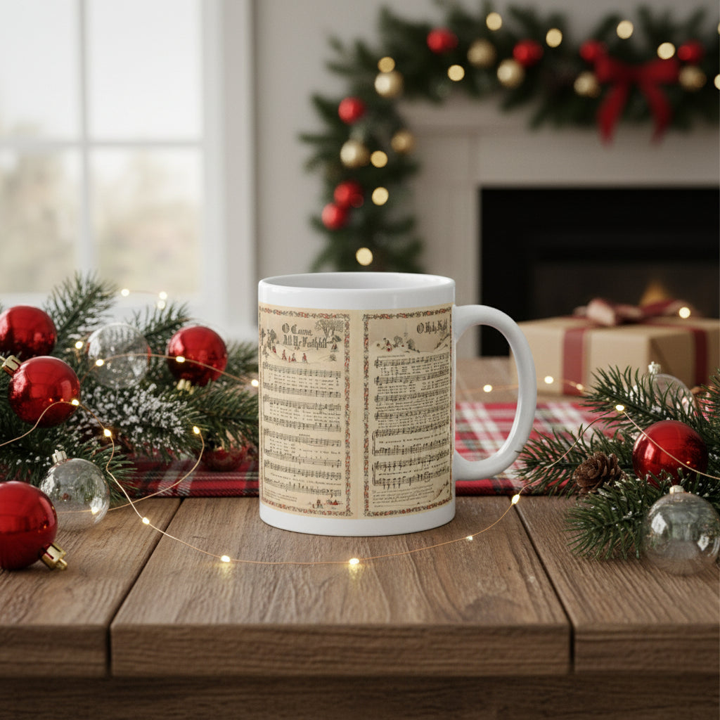 Christmas Sheet Music White glossy mug