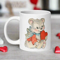 Valentine's Greetings Cute White Bear Heart Retro Midcentury Coffee Mug