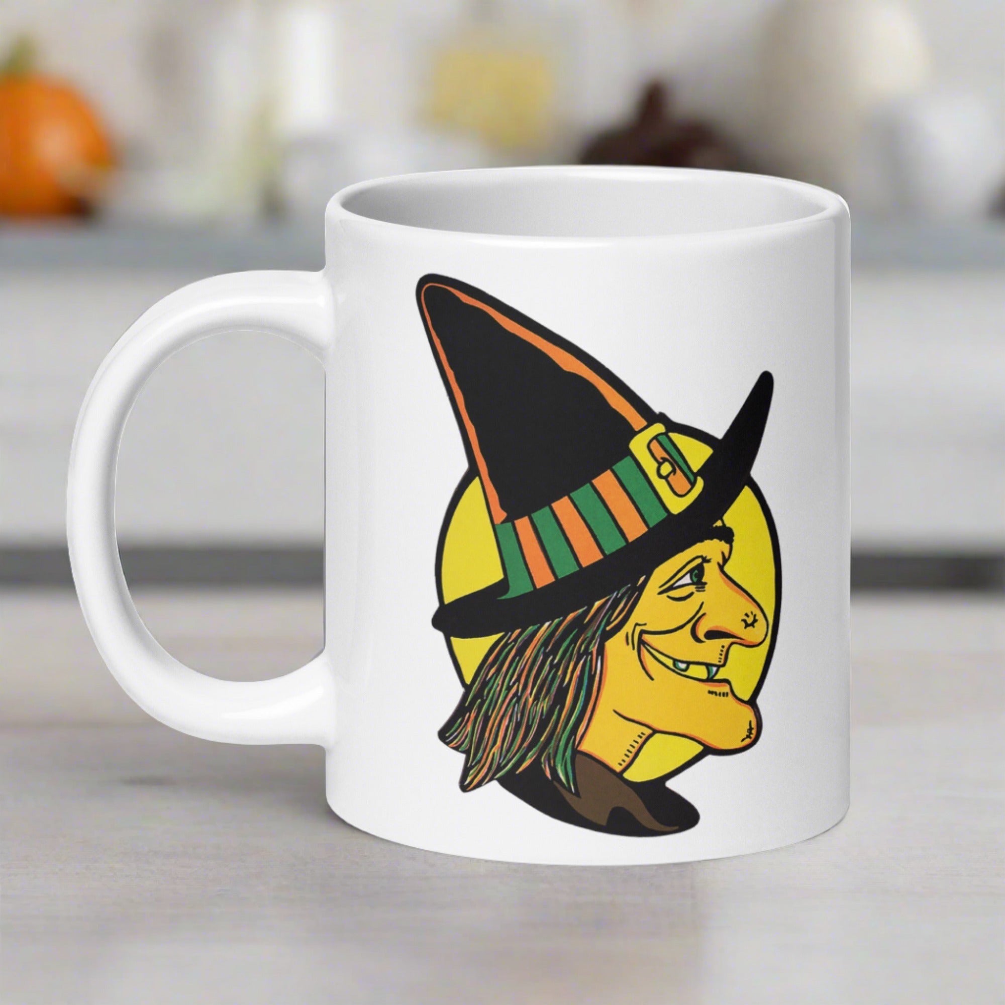 Halloween Witch Full Moon Retro Vintage Ceramic Glossy Mug