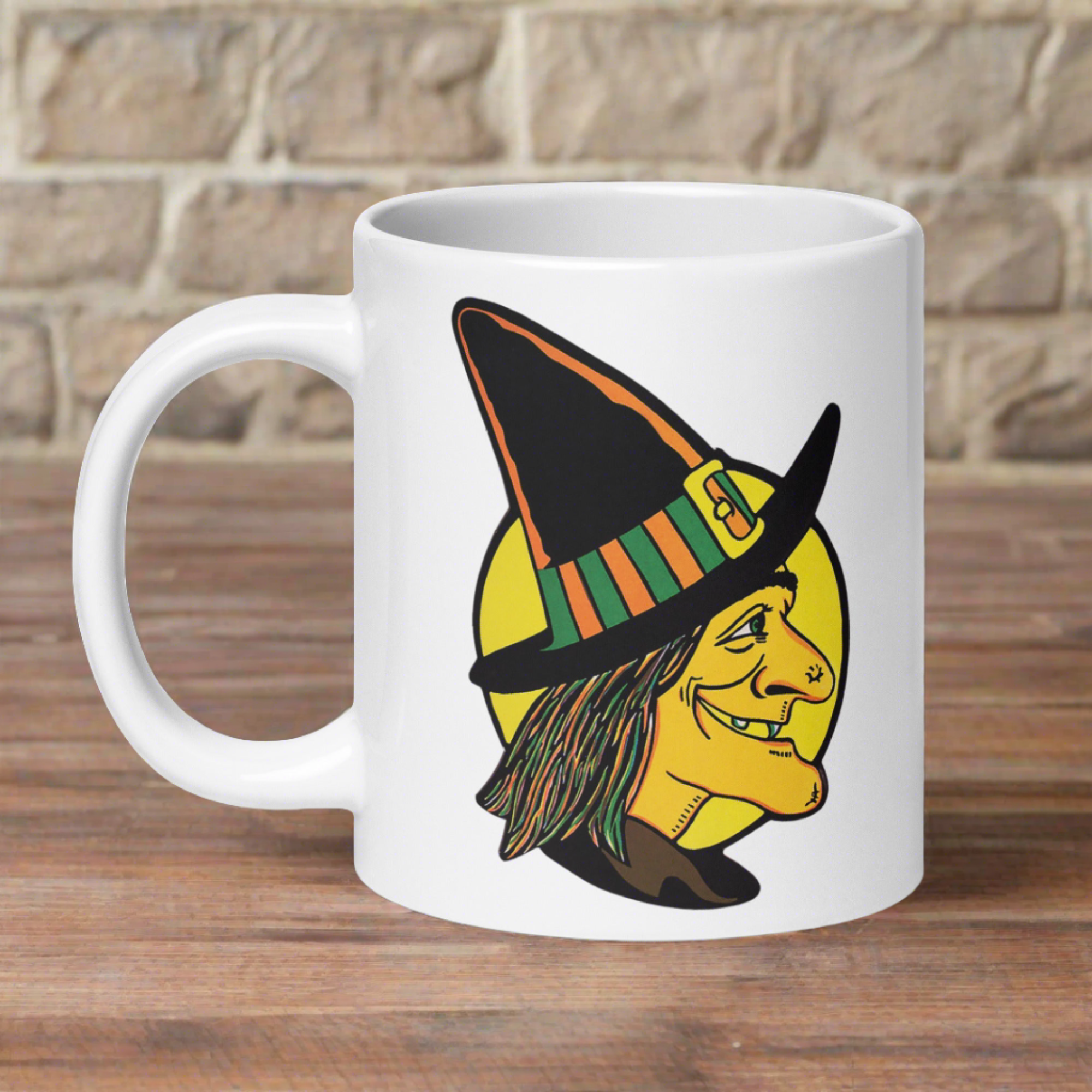 Halloween Witch Full Moon Retro Vintage Ceramic Glossy Mug