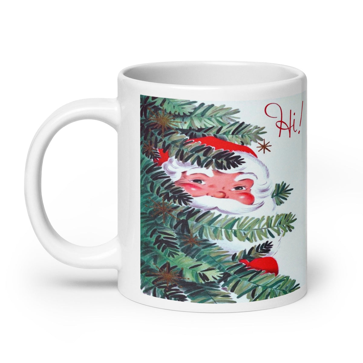 Santa Hi! Mid Century Retro Christmas Print Glossy Mug