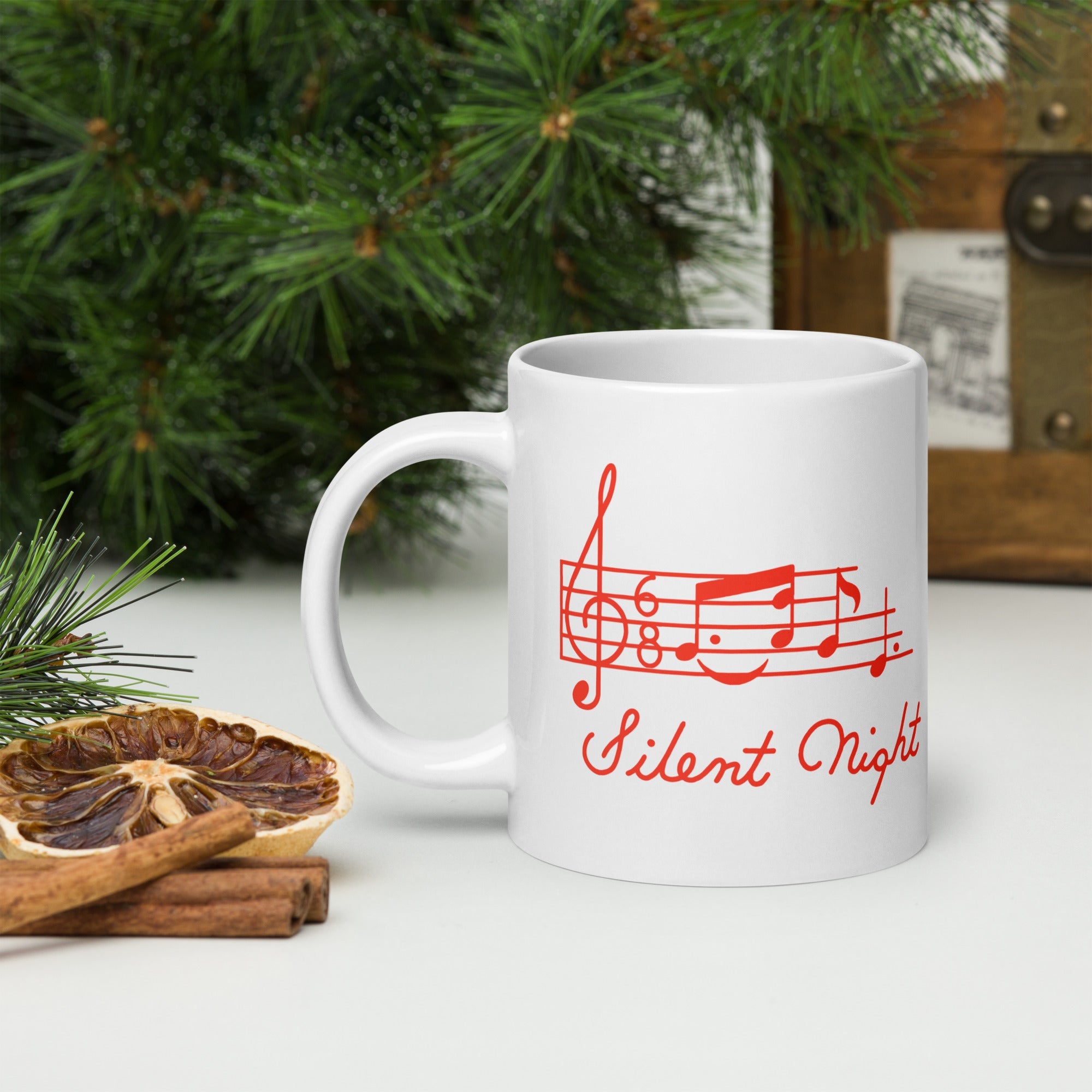 Silent Night Music 50s Mid Century Retro Christmas Glossy Coffee Mug