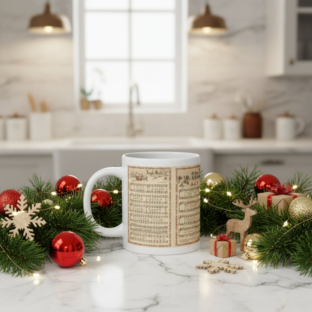 Christmas Sheet Music White glossy mug