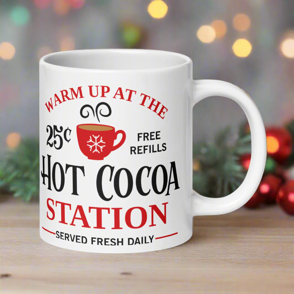 Warm Up At The Hot Cocoa Station Christmas Glossy Mug