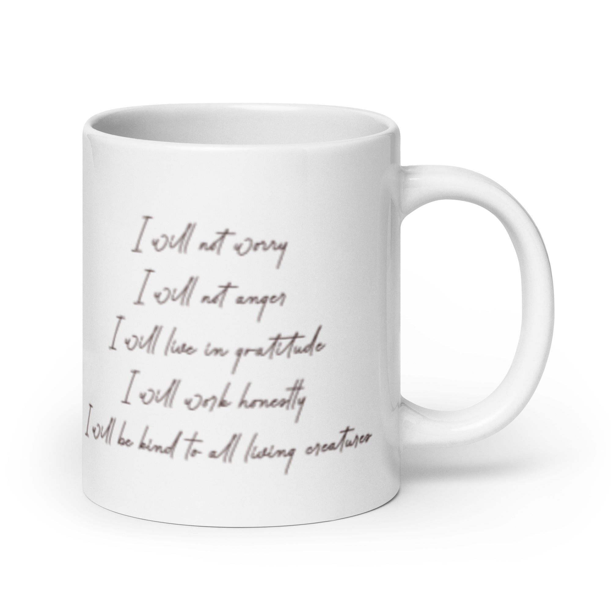 Just for Today Reiki Principle White Glossy Mug