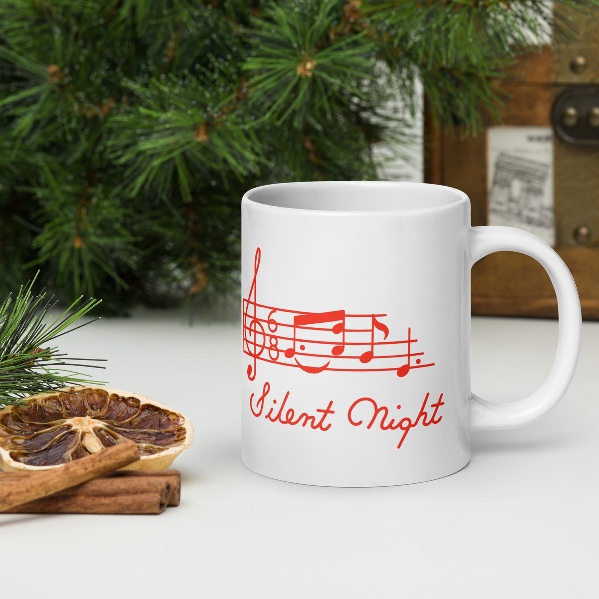 Silent Night Music 50s Mid Century Retro Christmas Glossy Coffee Mug