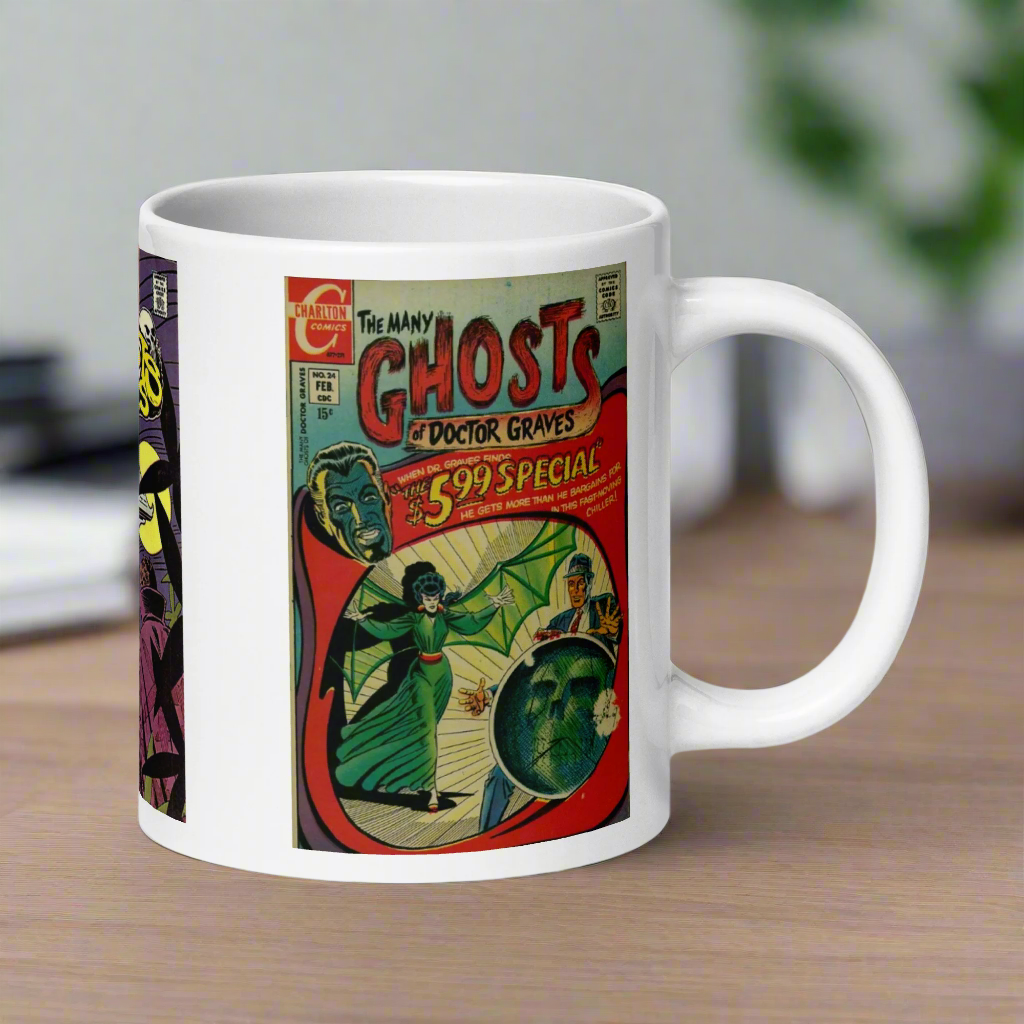The Many Ghosts of Dr. Graves Vintage Horror Comic Book Cover Halloween Glossy Coffee Mug