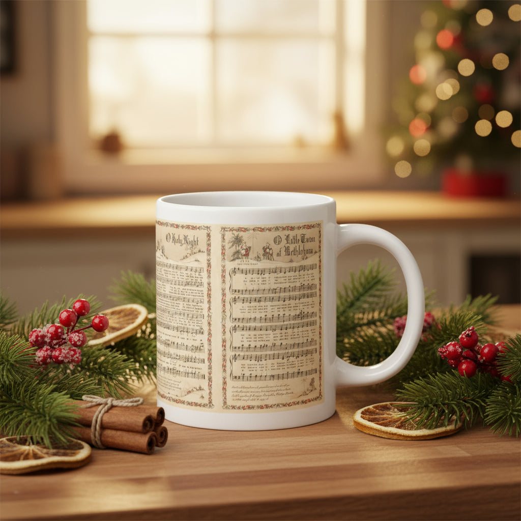 Christmas Sheet Music White glossy mug