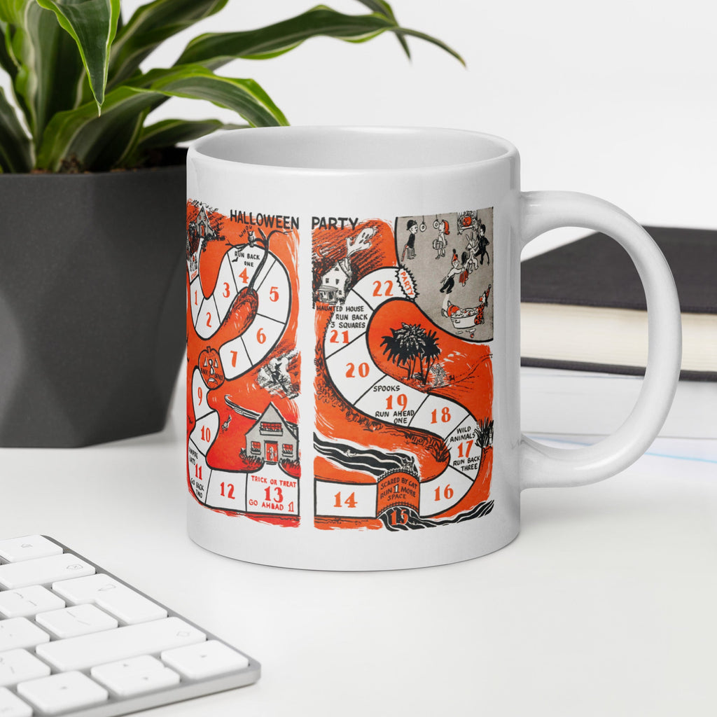 Retro Vintage Halloween Party Board Game Glossy Coffee Mug