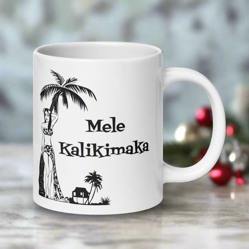 Mele Kalikimaka Atomic Era Style Christmas Glossy Coffee Mug